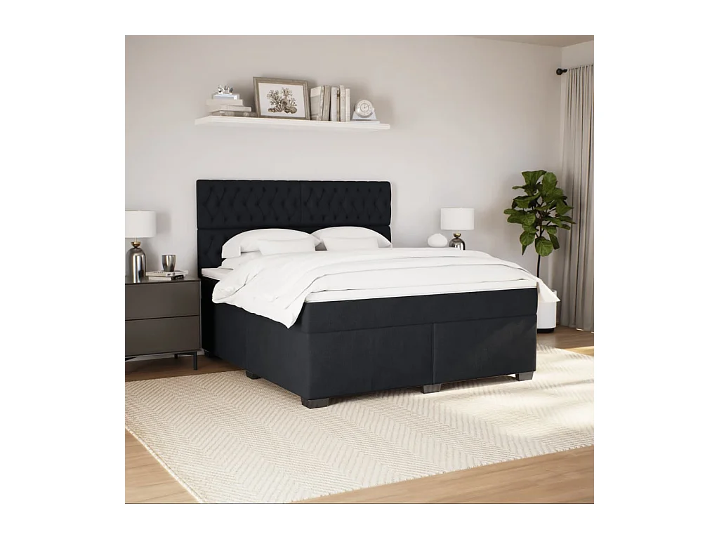 Boxspring met matras fluweel zwart 180x200 cm