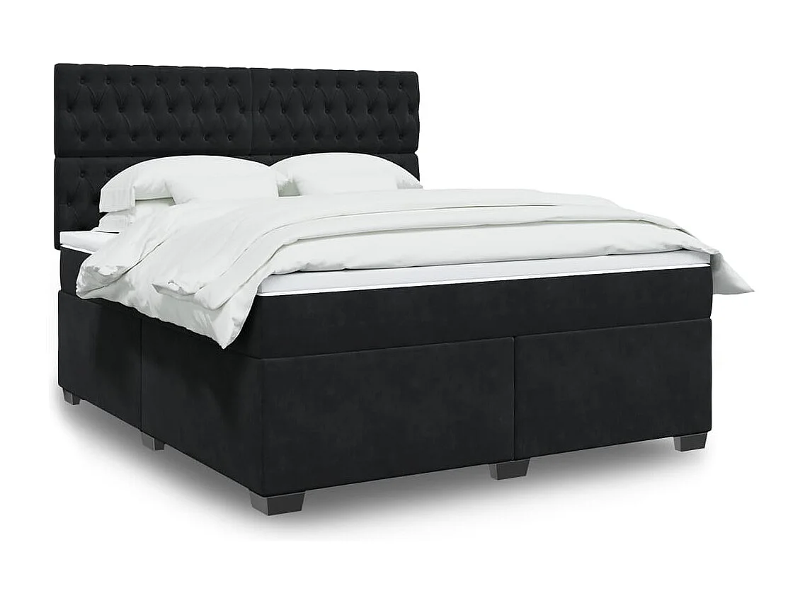Boxspring met matras fluweel zwart 180x200 cm