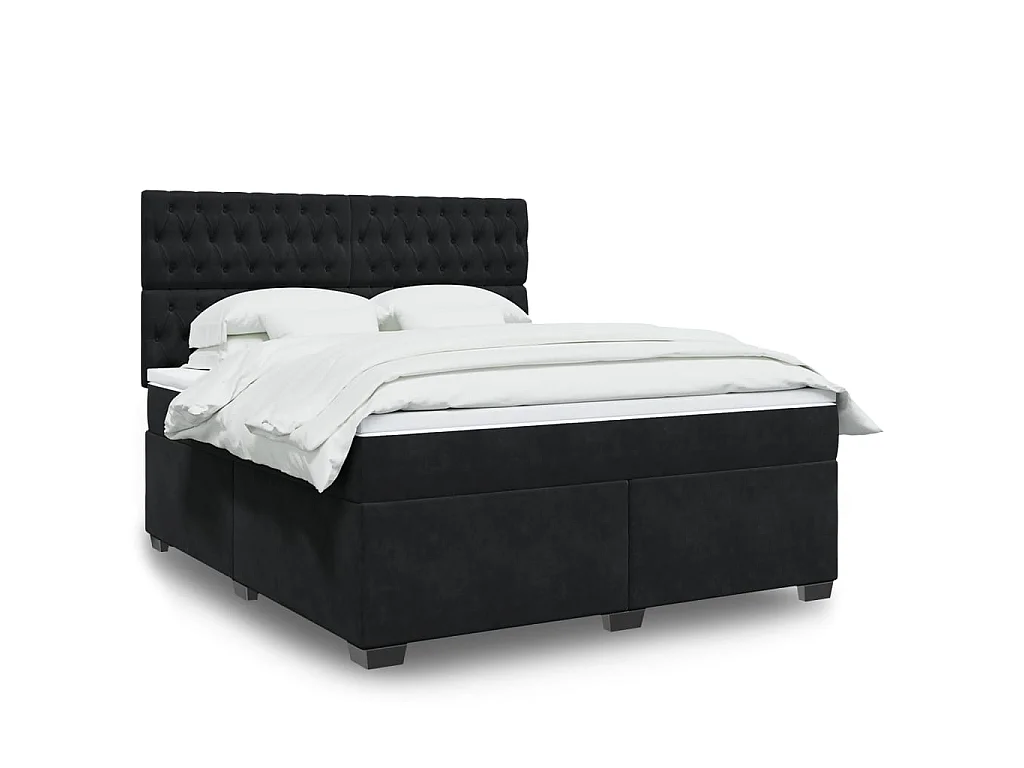 Boxspring met matras fluweel zwart 180x200 cm