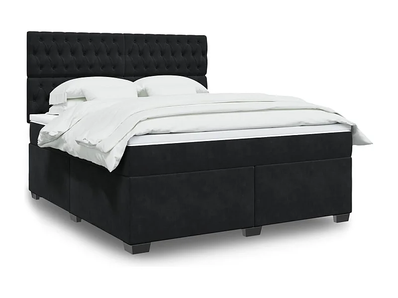 Giroletto a Molle con Materasso Nero 180x200 cm in Velluto