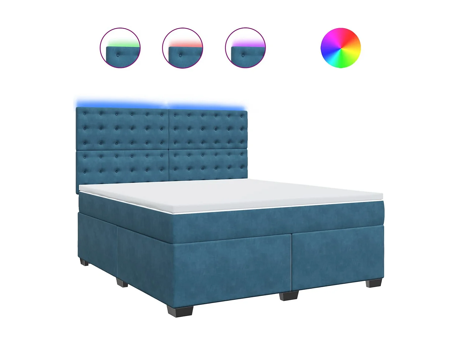 Giroletto a Molle con Materasso Blu 180x200 cm in Velluto