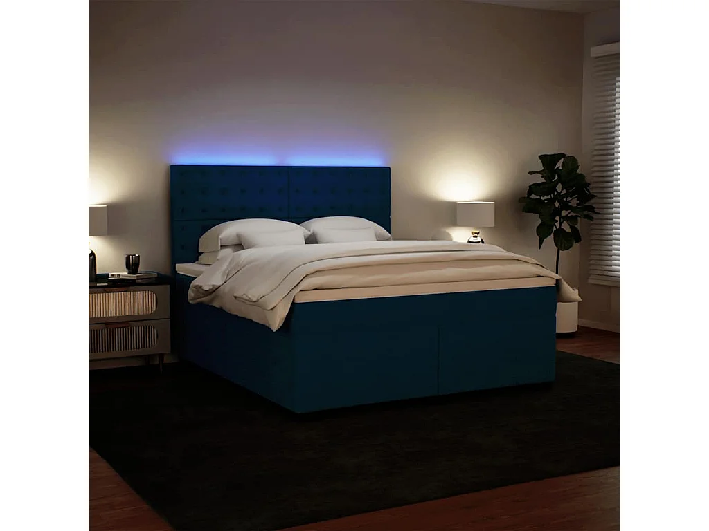 Giroletto a Molle con Materasso Blu 180x200 cm in Velluto
