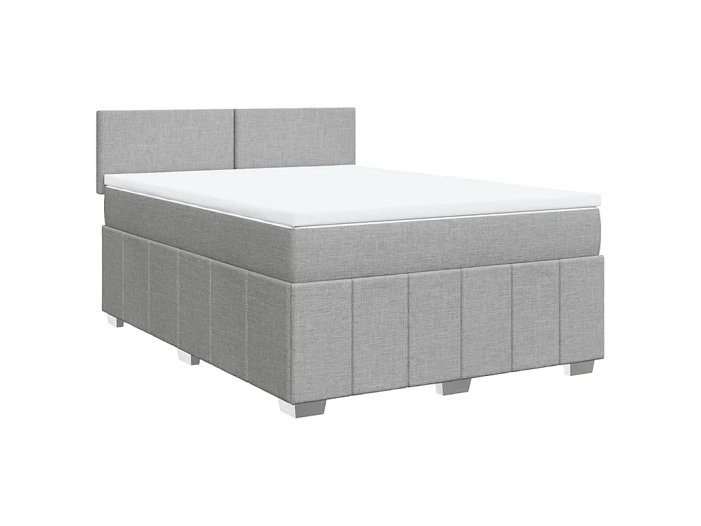 Cama box spring con colchón tela gris claro 160x200 cm