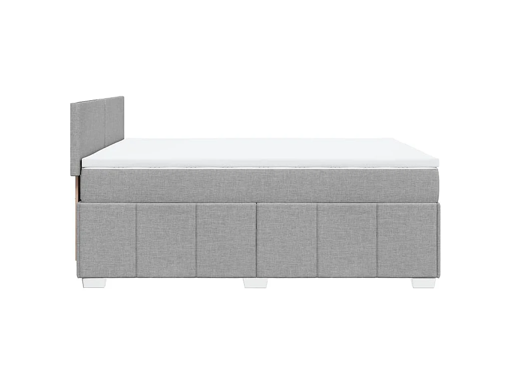 Cama box spring con colchón tela gris claro 160x200 cm