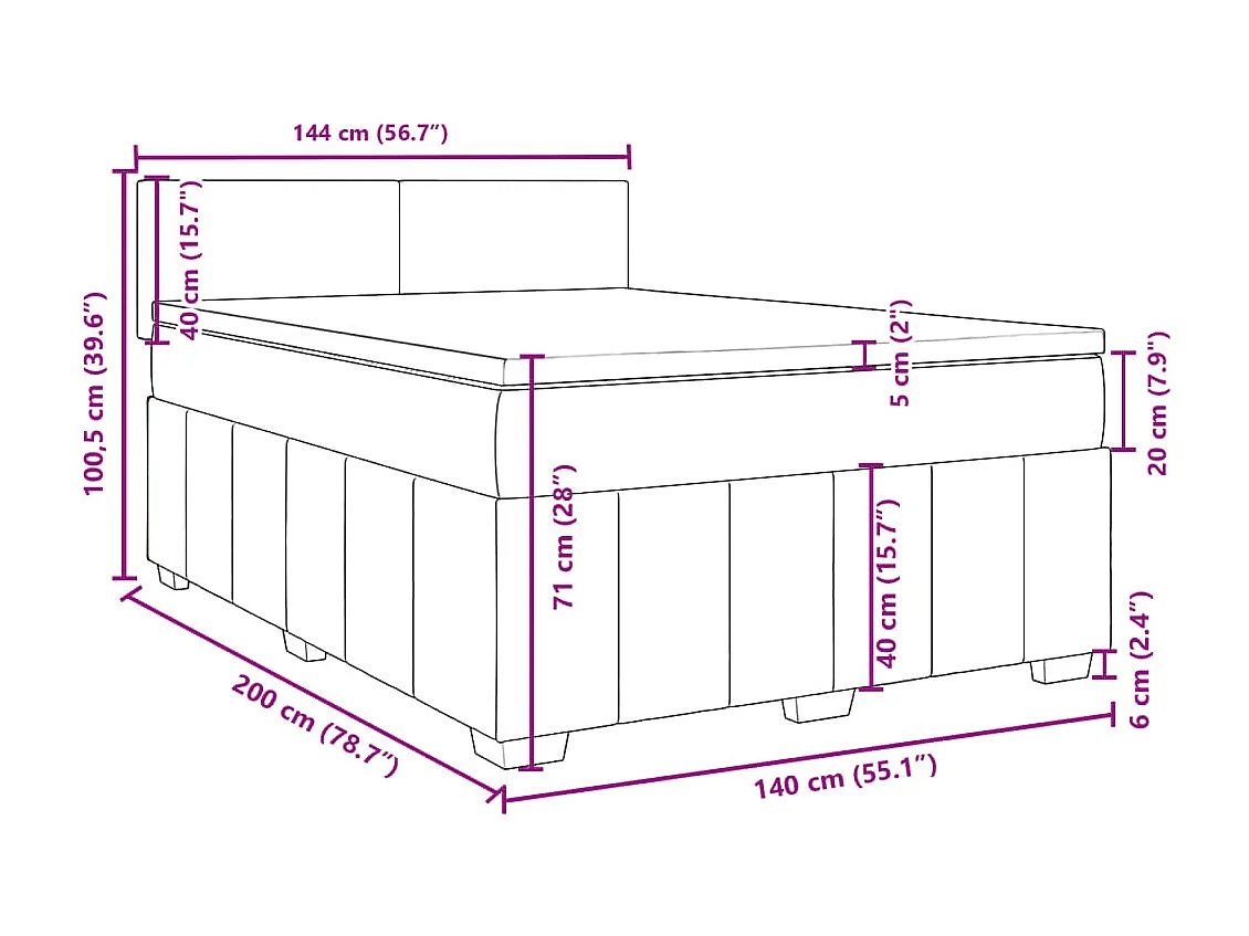 Boxspringbett mit Matratze Taupe 140x200 cm Stoff