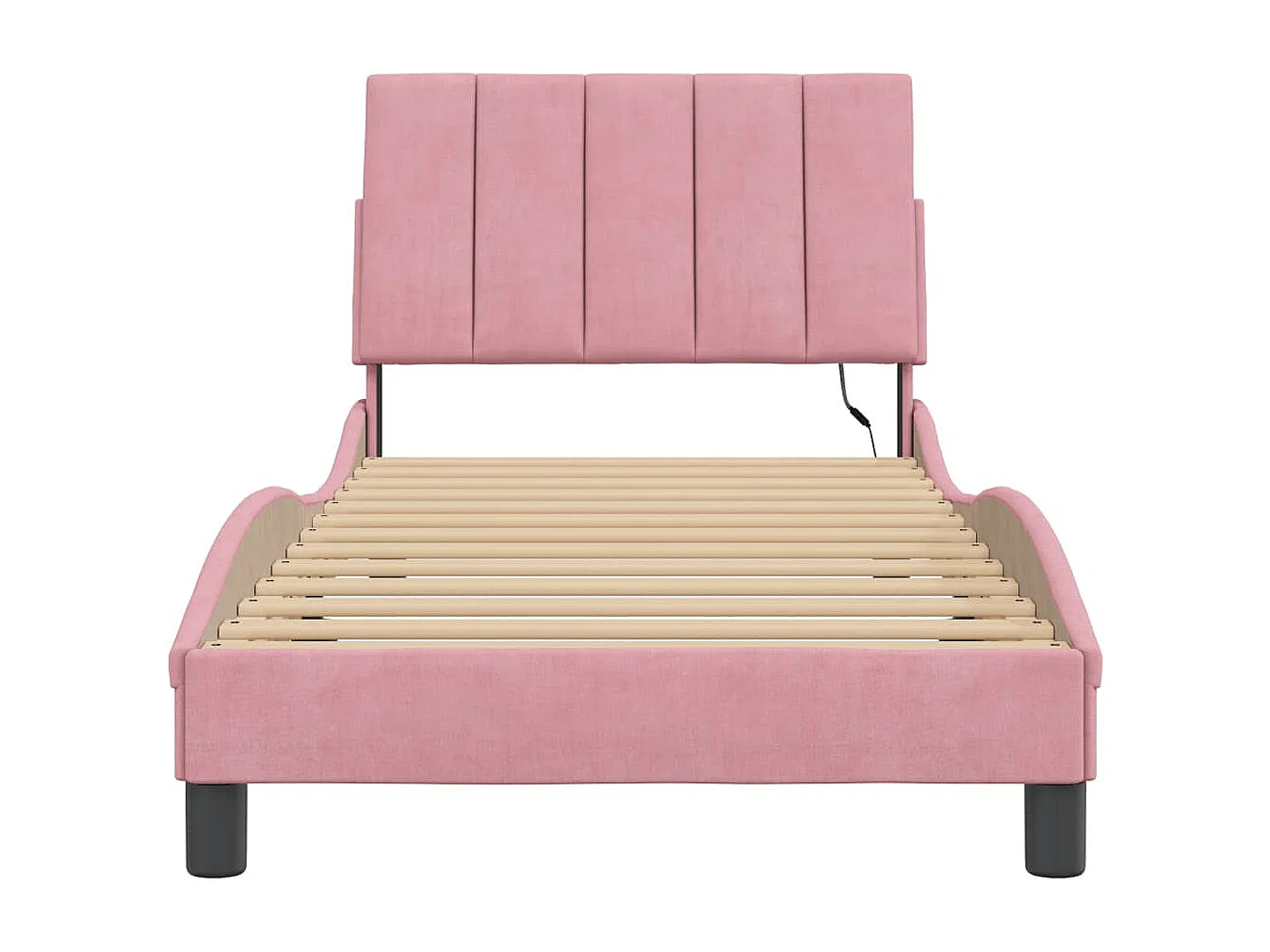 Bedframe met LED zonder matras "Hanko"  fluweel roze 90x190 cm
