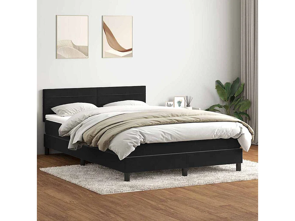 Boxspring met matras en LED fluweel zwart 160x210 cm