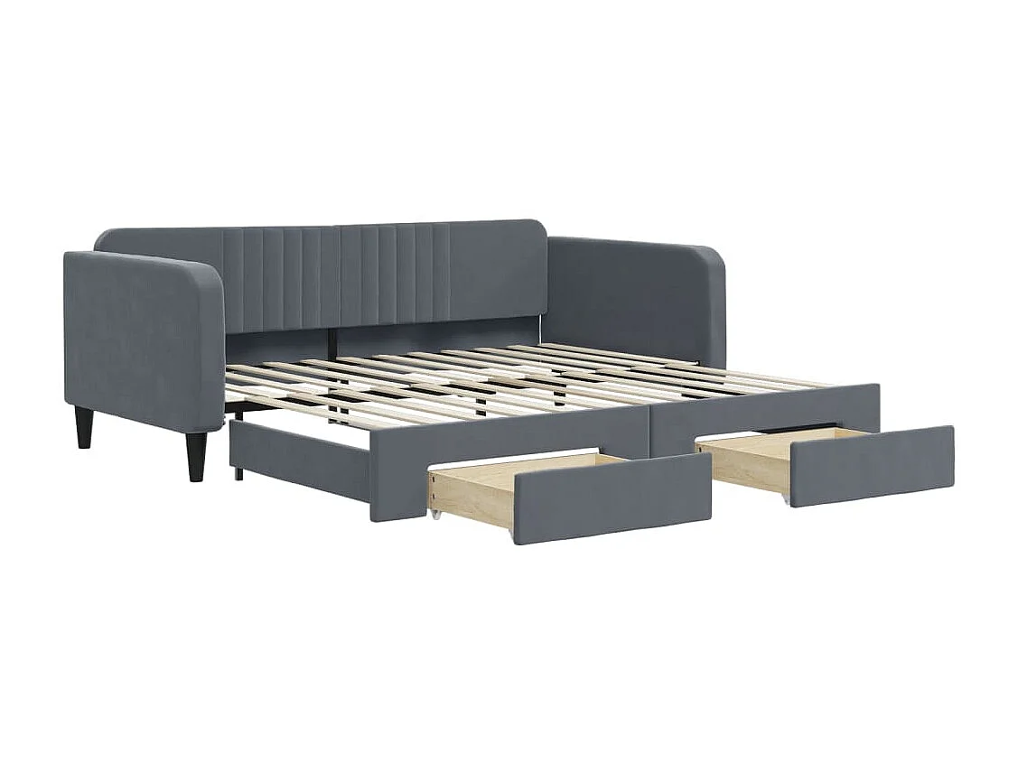 Tagesbett Ausziehbar mit Schubladen Dunkelgrau 100x200 cm Samt