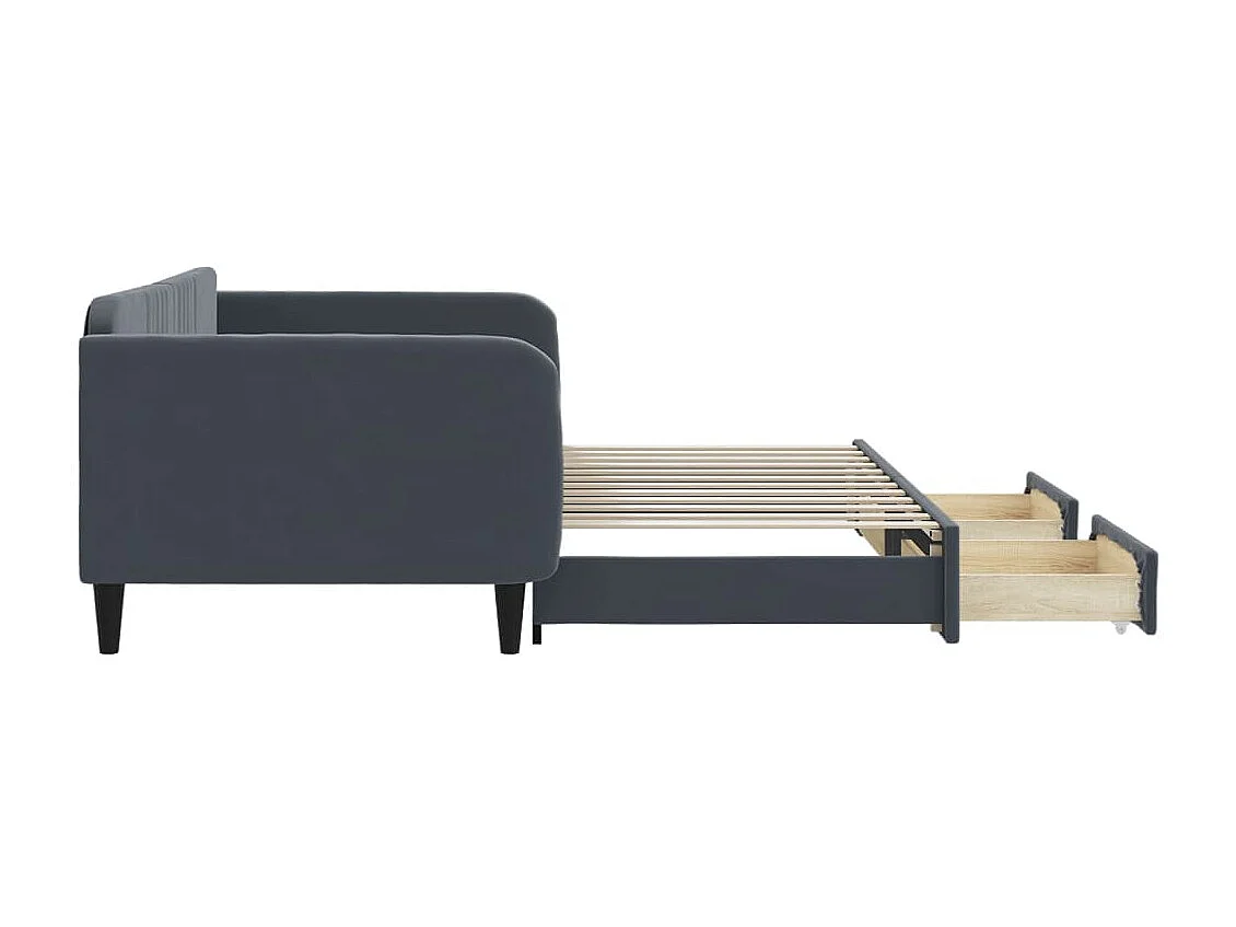 Tagesbett Ausziehbar mit Schubladen Dunkelgrau 100x200 cm Samt
