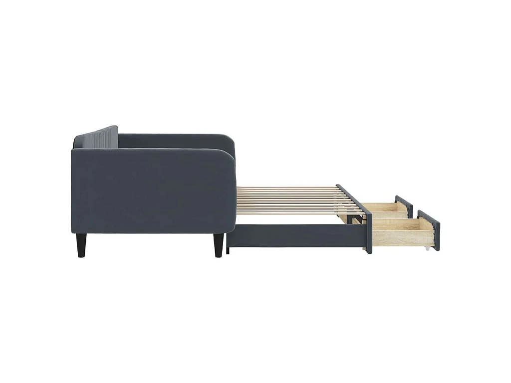 Tagesbett Ausziehbar mit Schubladen Dunkelgrau 100x200 cm Samt