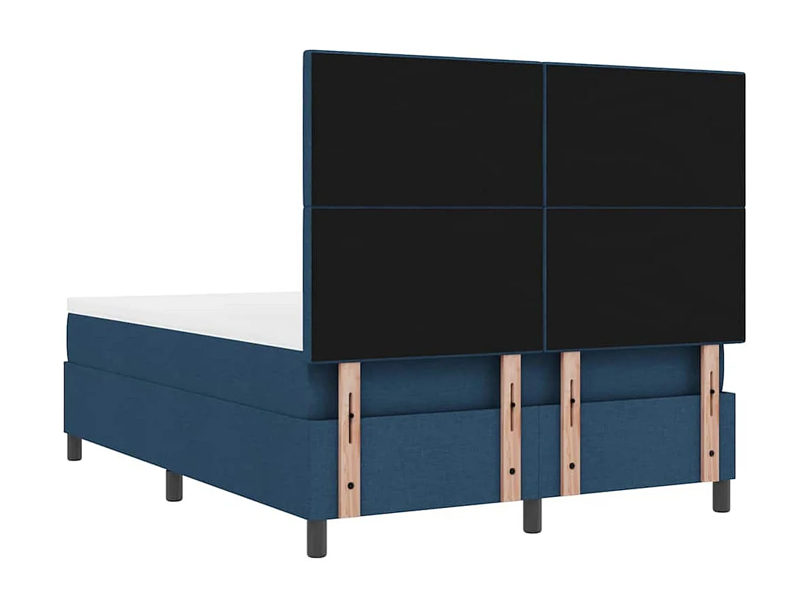 Lit à ressorts avec matelas Bleu 140 x 190 cm tissu