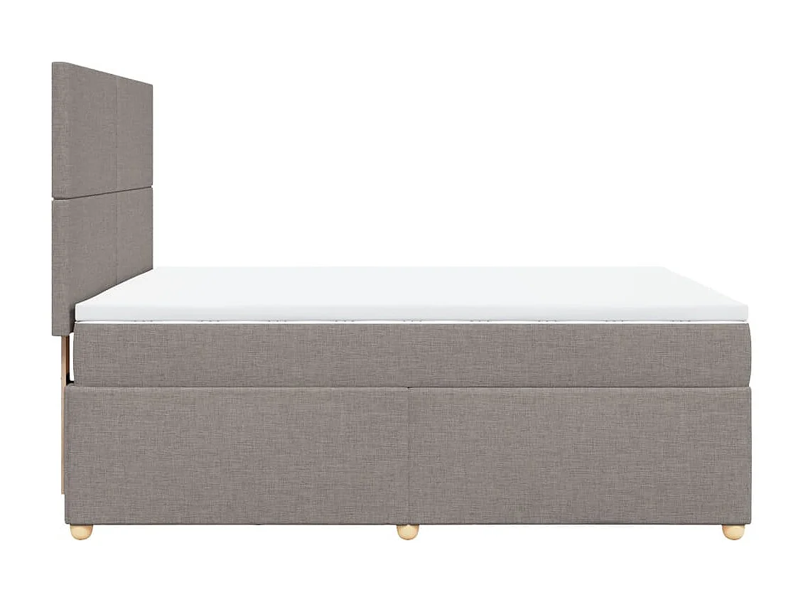 Cama box spring con colchón tela gris taupe 140x190 cm