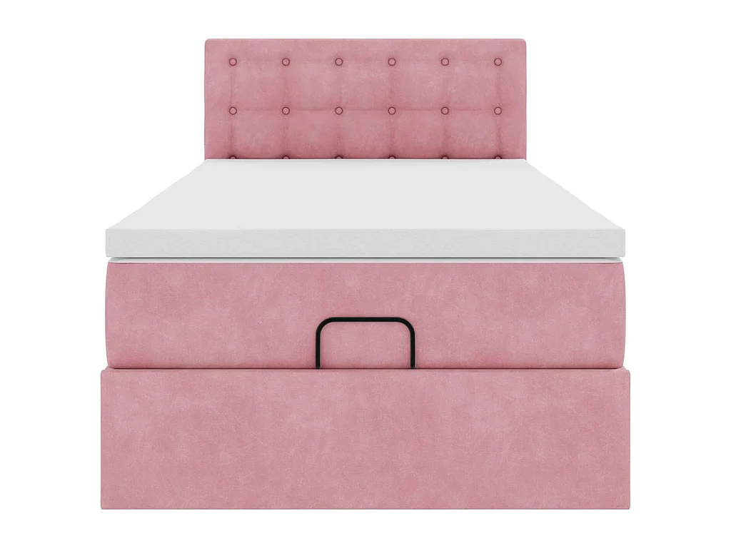 Estructura de cama otomana colchón terciopelo rosa 100x200cm
