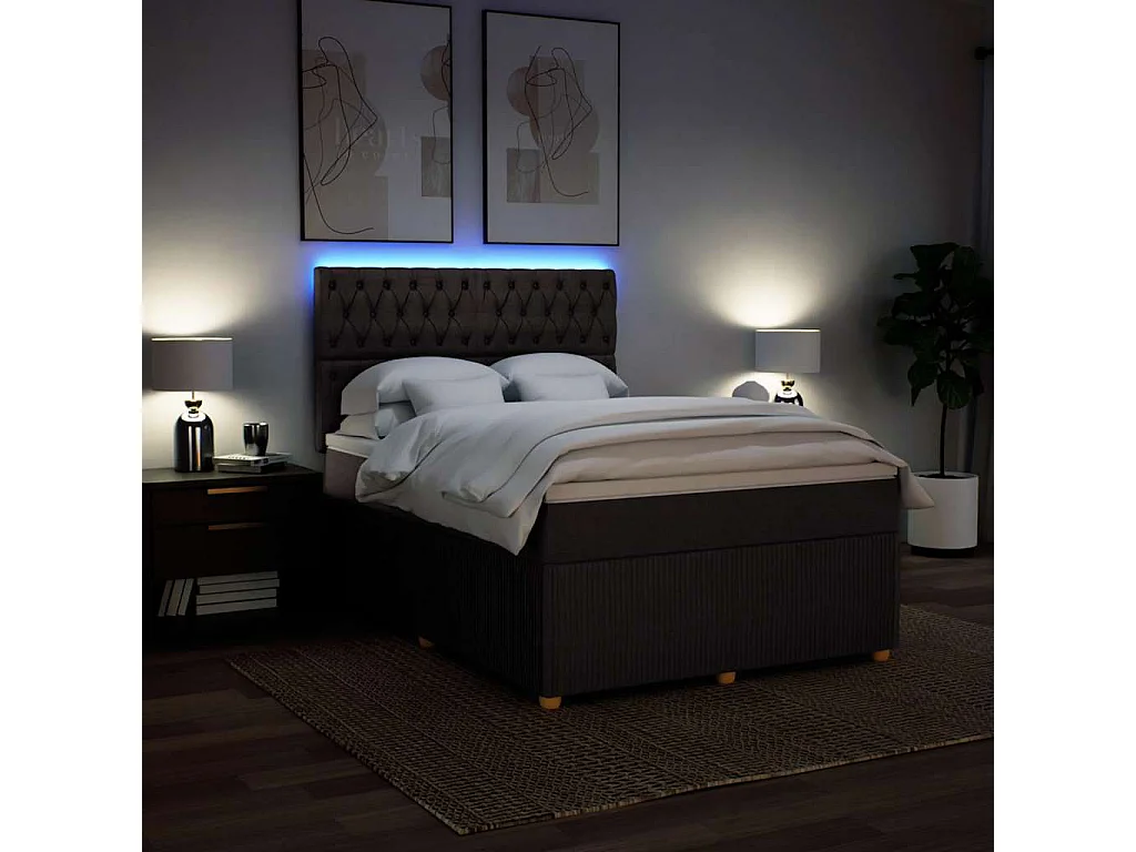 Cama com molas/colchão 140x190 cm tecido castanho-escuro