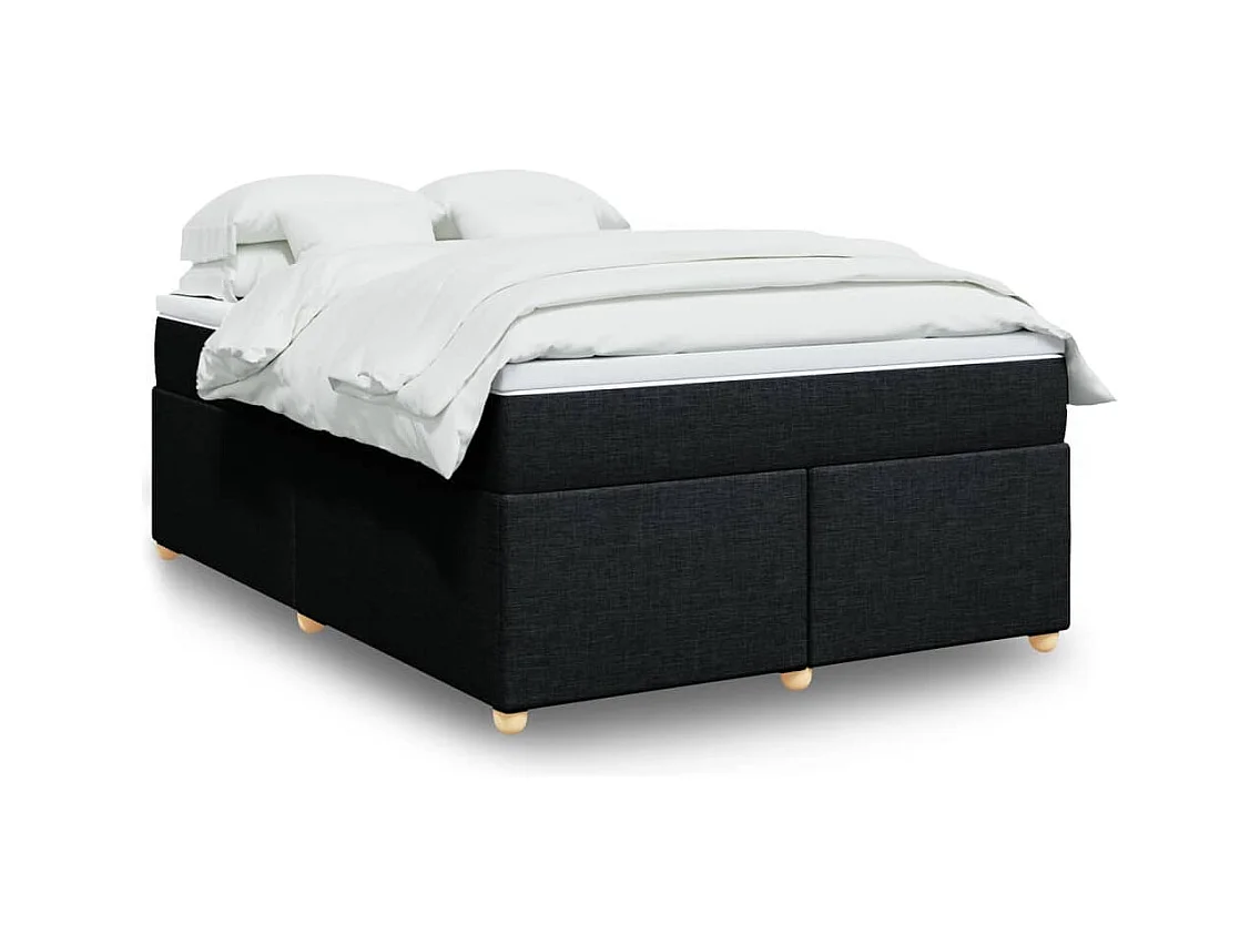 Sommier à lattes de lit avec matelas Noir 140x190 cm Tissu