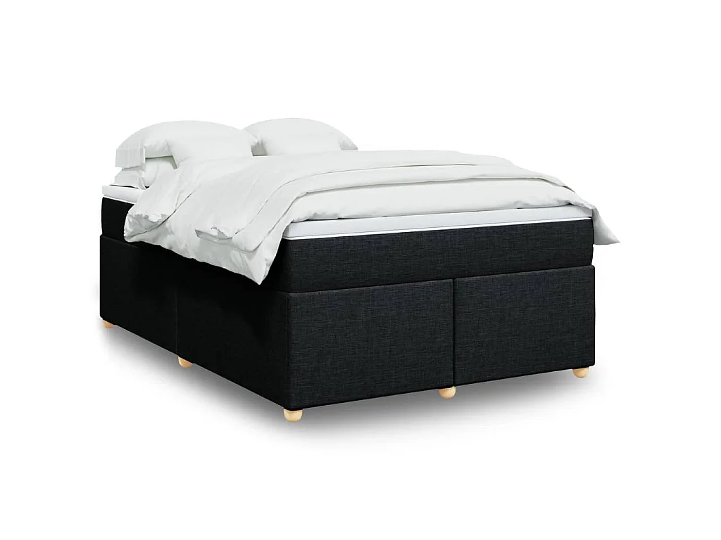 Sommier à lattes de lit avec matelas Noir 140x190 cm Tissu