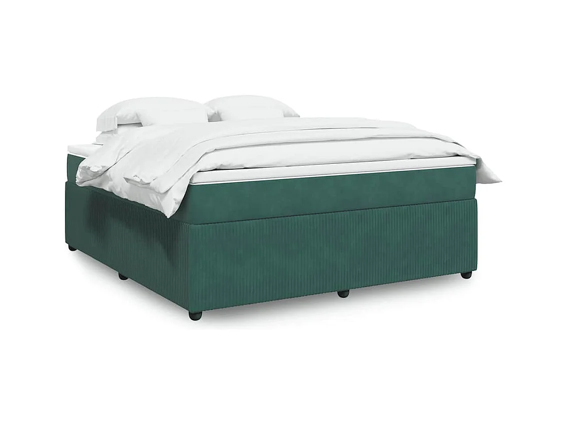 Boxspringbett mit Matratze Dunkelgrün 180x200 cm Samt
