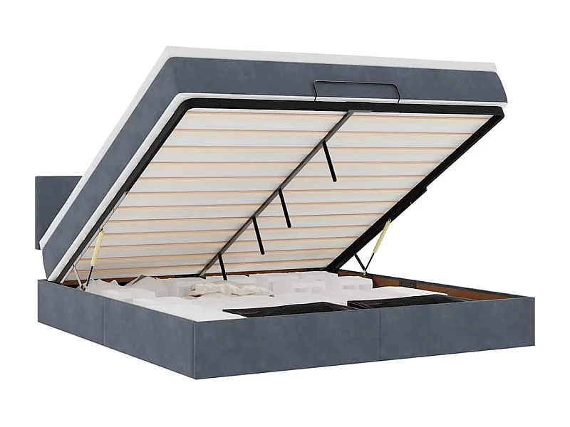 Ottoman-Bett mit Matratze Dunkelgrau 160x200 cm Samt