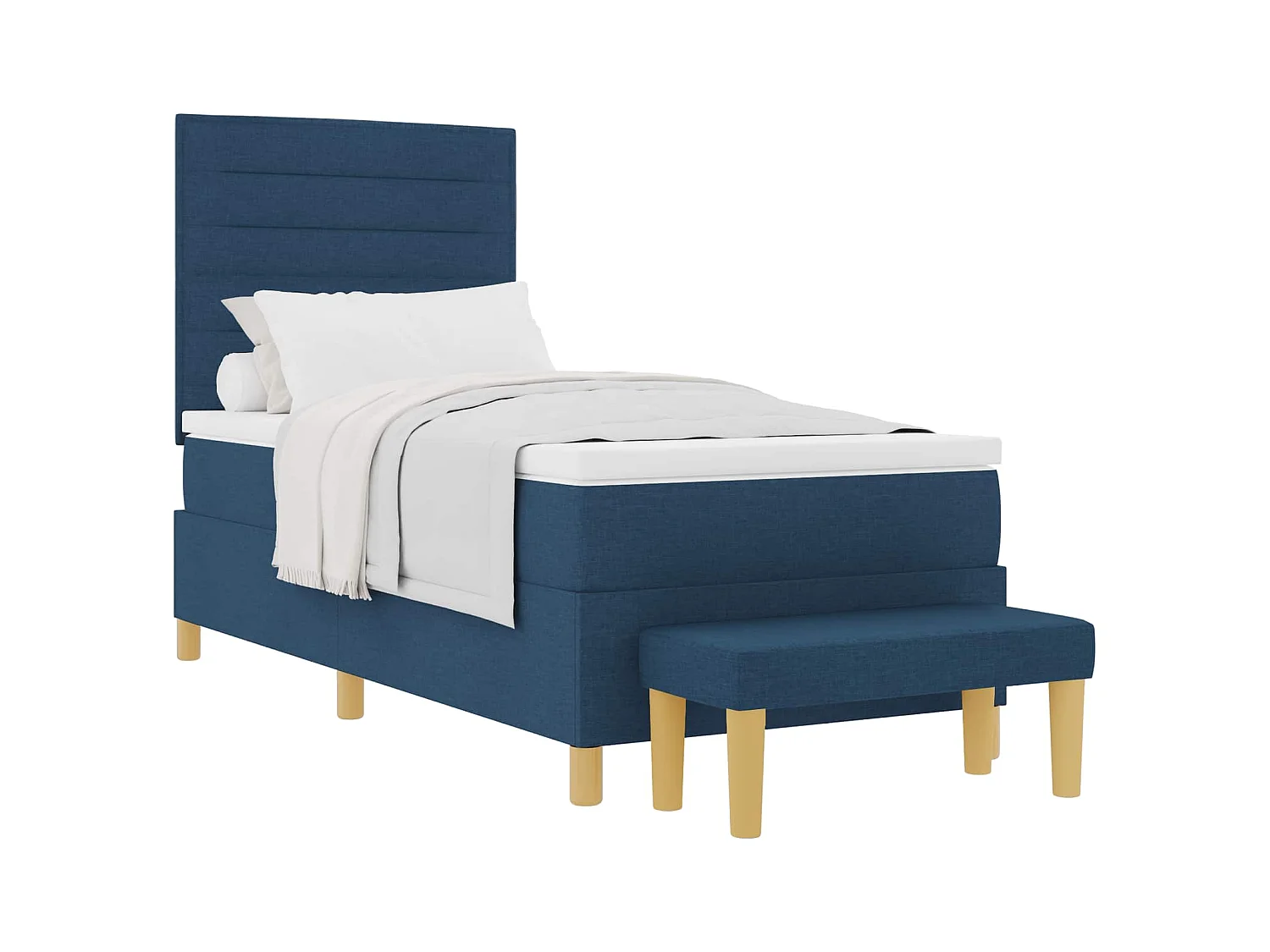 Letto a molle con testiera Blu 200 x 90 cm Tessuto