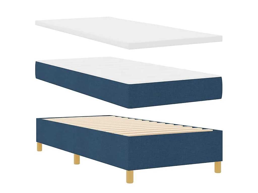 Letto a molle con testiera Blu 200 x 90 cm Tessuto