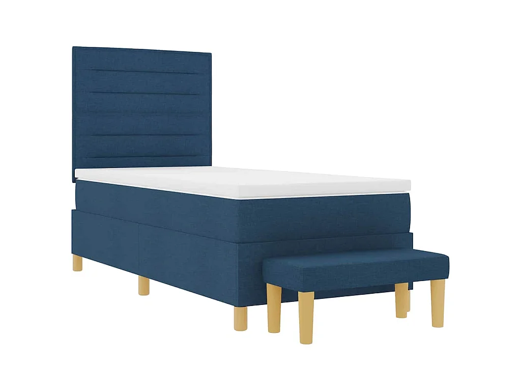 Letto a molle con testiera Blu 200 x 90 cm Tessuto