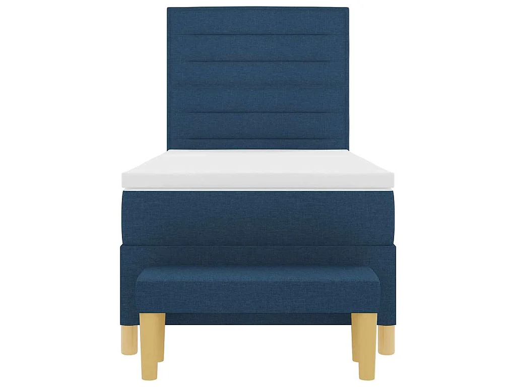 Letto a molle con testiera Blu 200 x 90 cm Tessuto