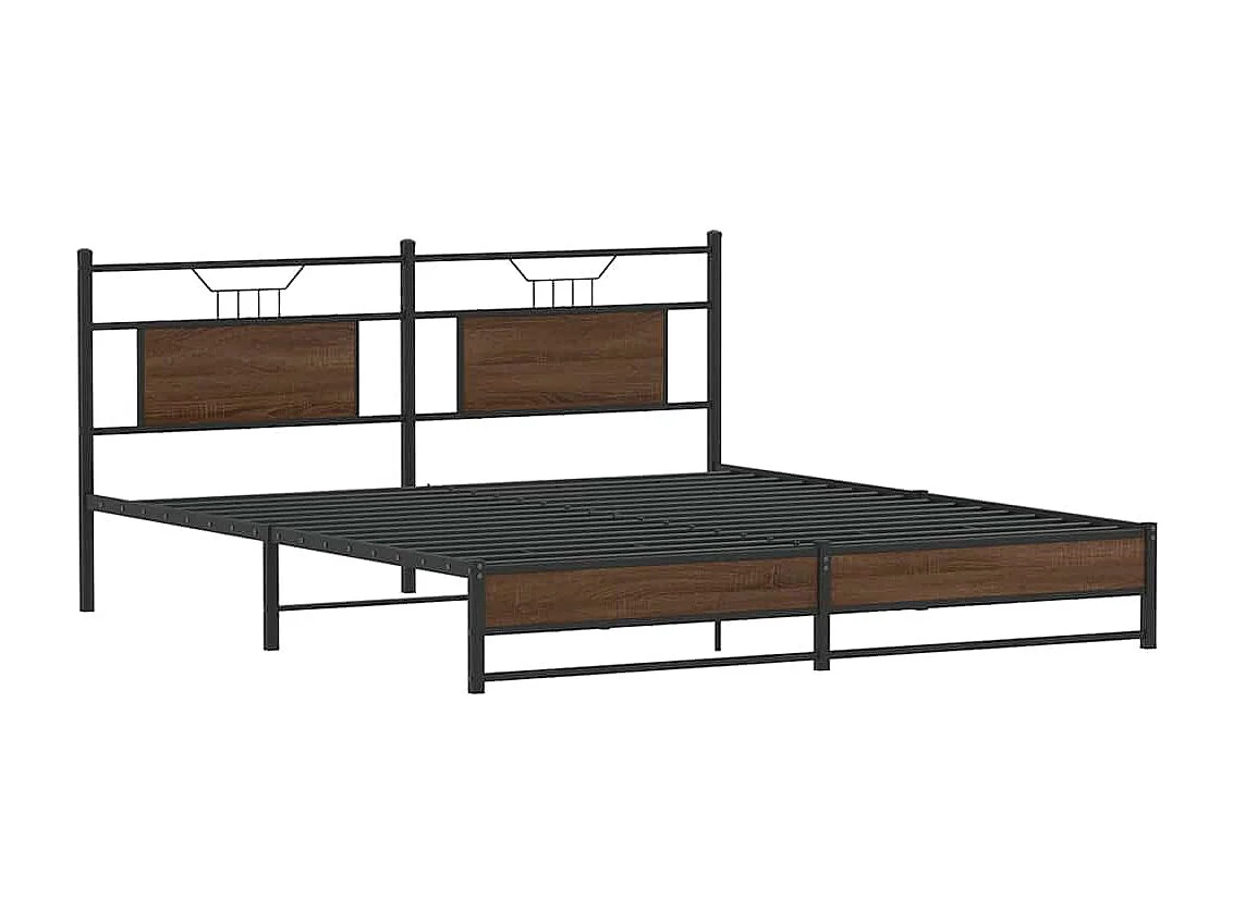 Estructura de cama sin colchón metal roble marrón 180x200 cm