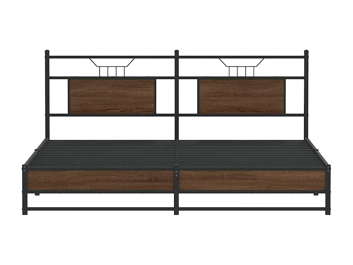 Estructura de cama sin colchón metal roble marrón 180x200 cm