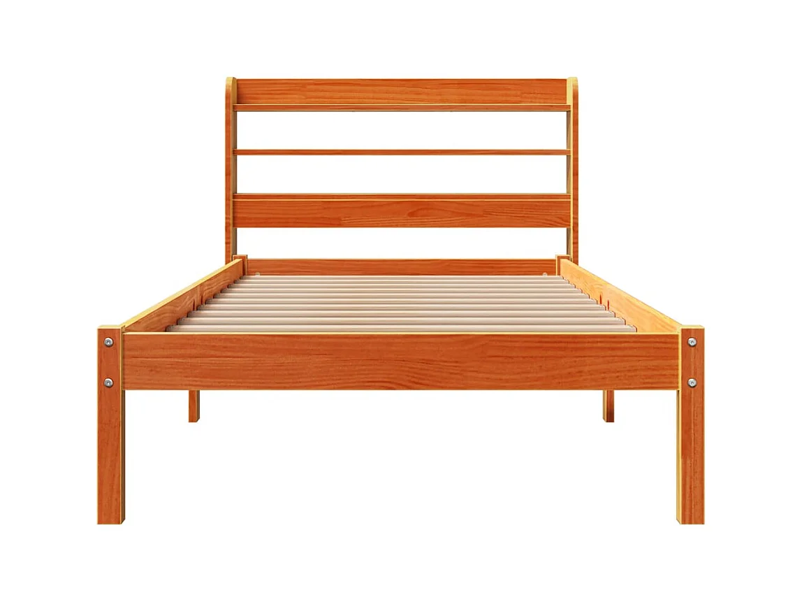 Bettgestell mit Kopfteil ohne Matratze Wachsbraun 100x200 cm
