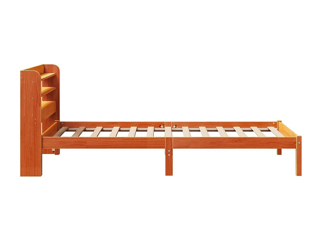 Bettgestell mit Kopfteil ohne Matratze Wachsbraun 100x200 cm