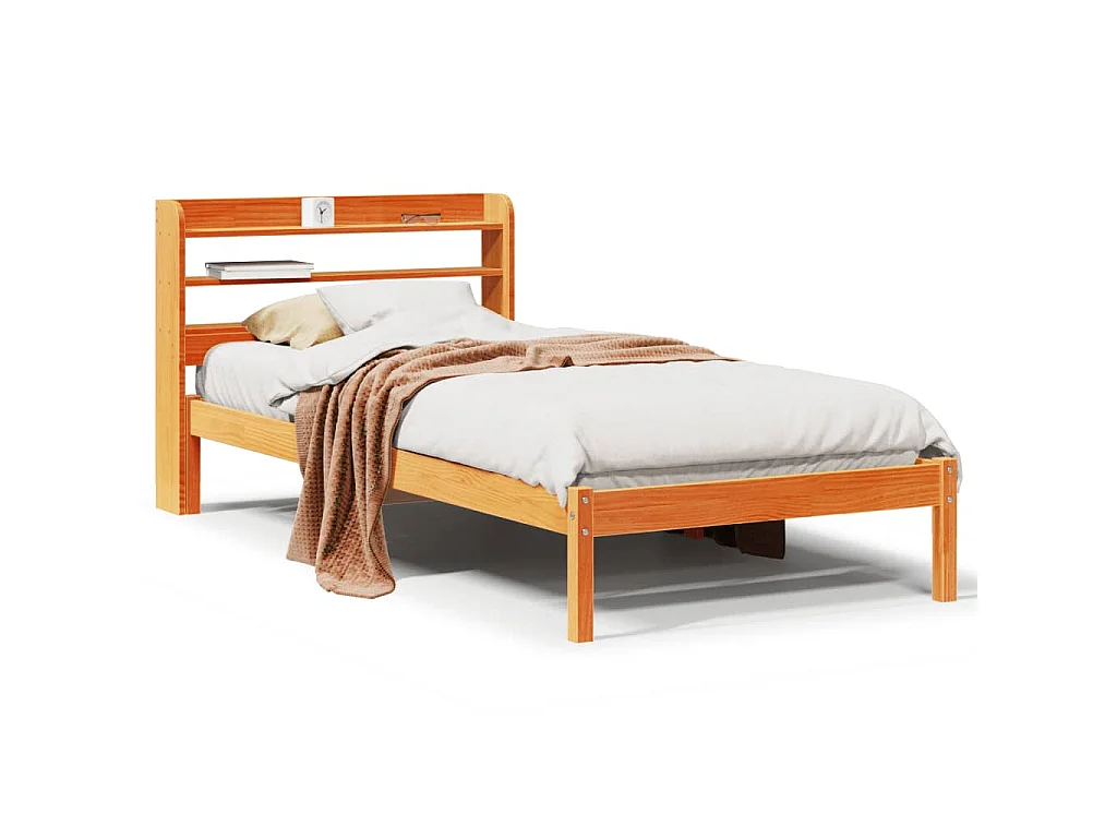 Cadre de lit et tête de lit sans matelas cire marron 100x200 cm