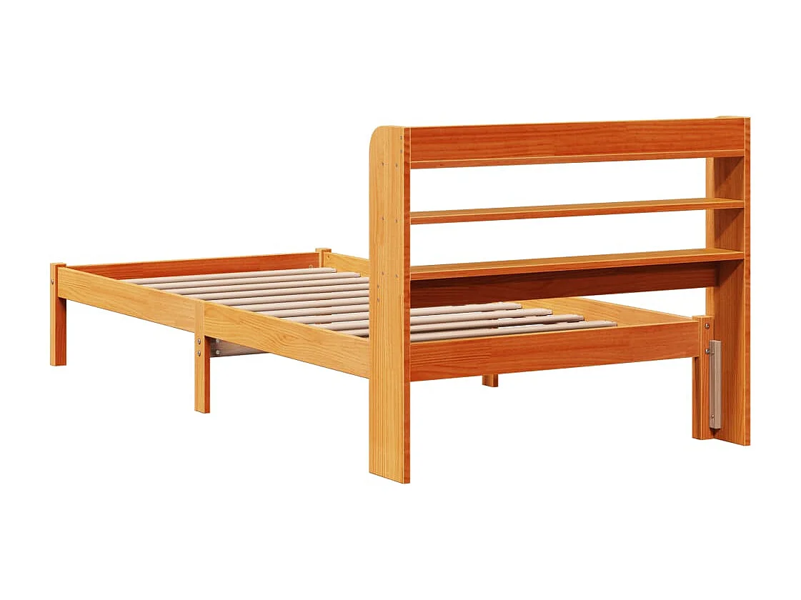 Cadre de lit et tête de lit sans matelas cire marron 100x200 cm