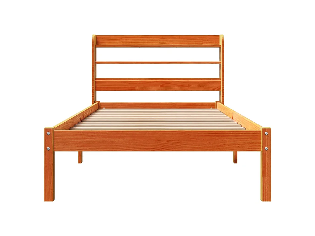 Cadre de lit et tête de lit sans matelas cire marron 100x200 cm