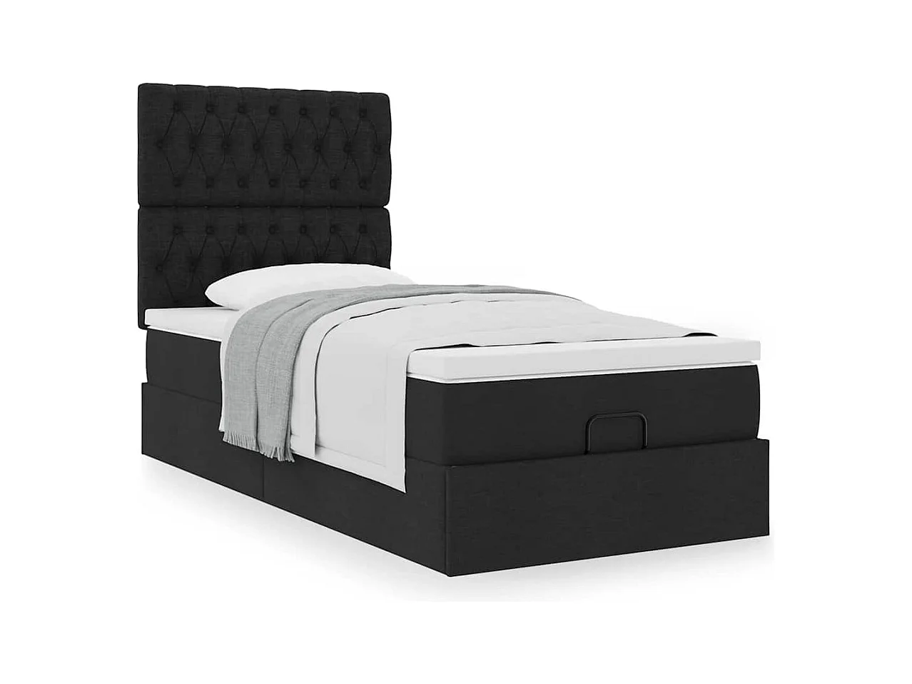 Lit ottoman avec matelas noir 90x200 cm tissu