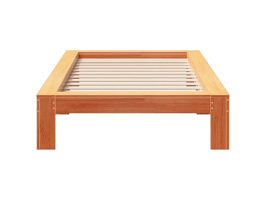 Bedframe zonder matras massief grenenhout wasbruin 90x190 cm