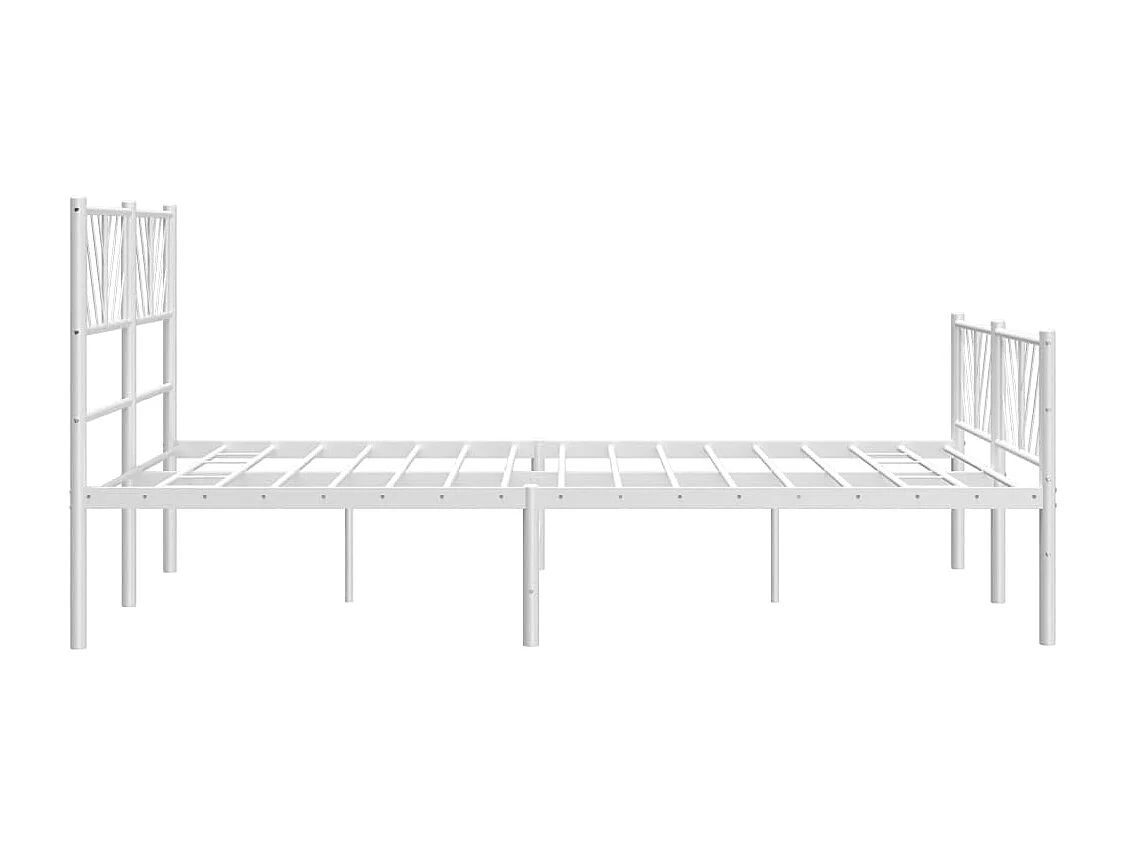 Cadre de lit métal sans matelas et pied de lit blanc 160x200 cm