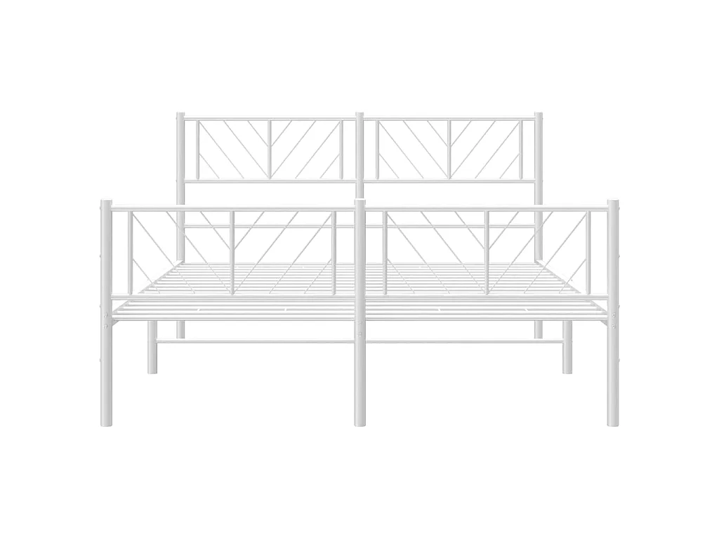 Estrutura de cama com cabeceira e pés 160x200 cm metal branco