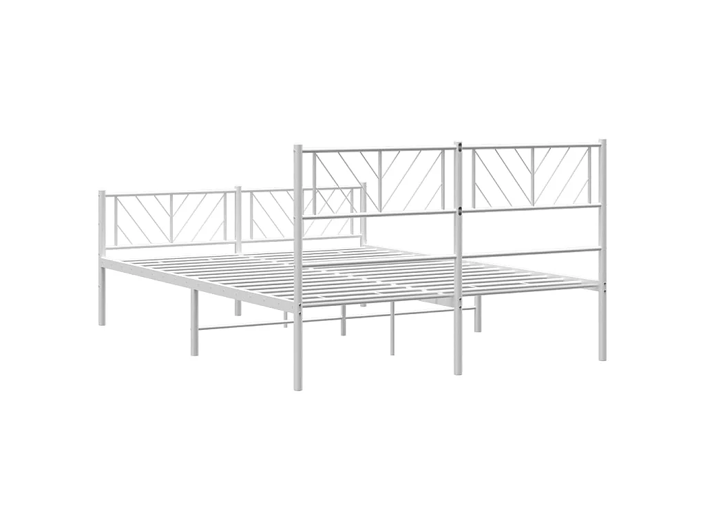 Estrutura de cama com cabeceira e pés 160x200 cm metal branco