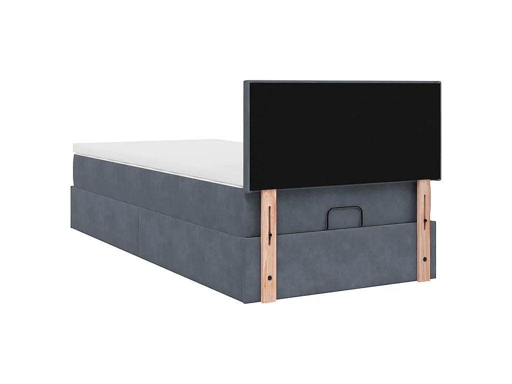Ottoman bed met matras en LED's 90x200cm fluweel donkergrijs