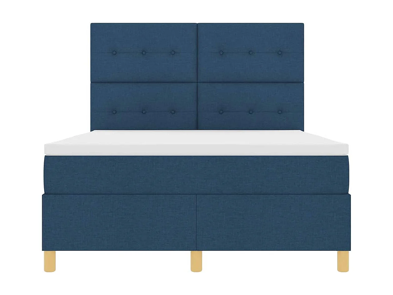 Lit à ressorts avec matelas Bleu 140 x 190 cm tissu
