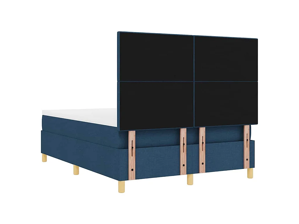 Cama Box com colchão com cabeceira Azul 140 x 190 cm tecido