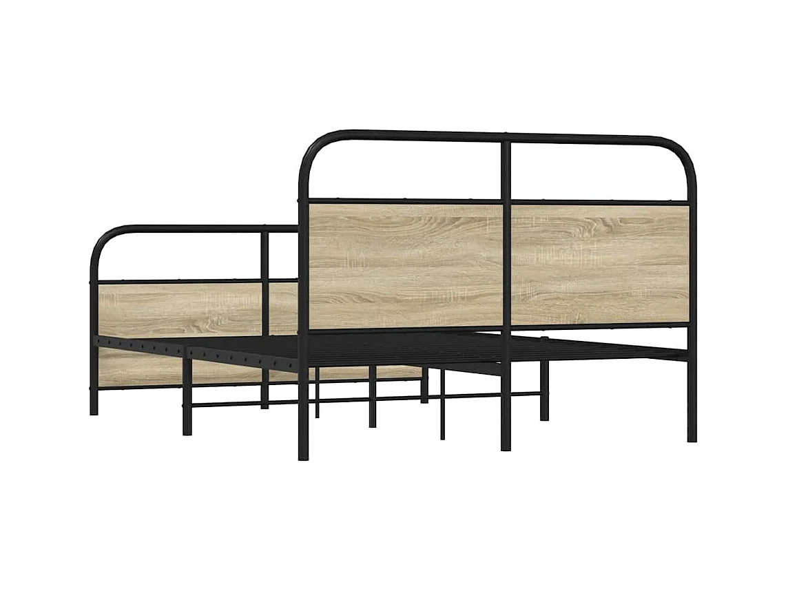 Estrutura de cama sem colchão 140x190 cm metal carvalho sonoma
