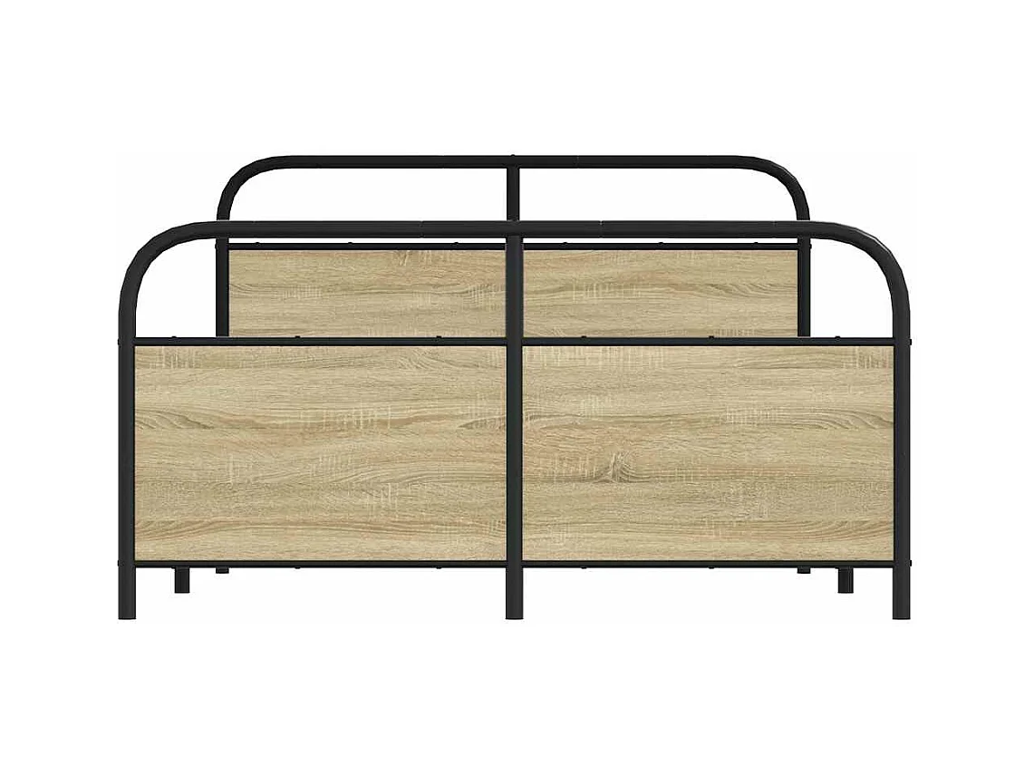 Estrutura de cama sem colchão 140x190 cm metal carvalho sonoma