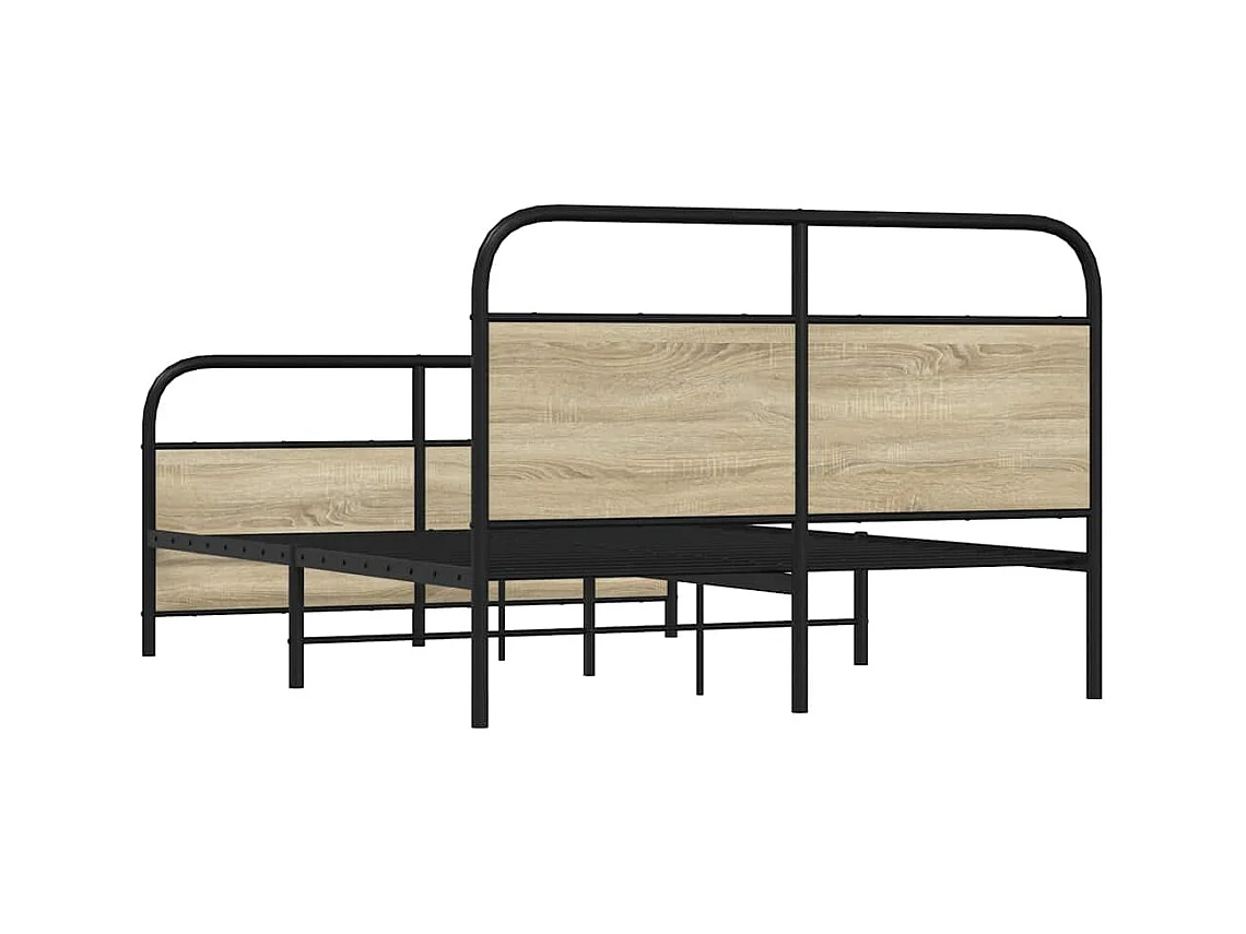 Estrutura de cama sem colchão 140x190 cm metal carvalho sonoma