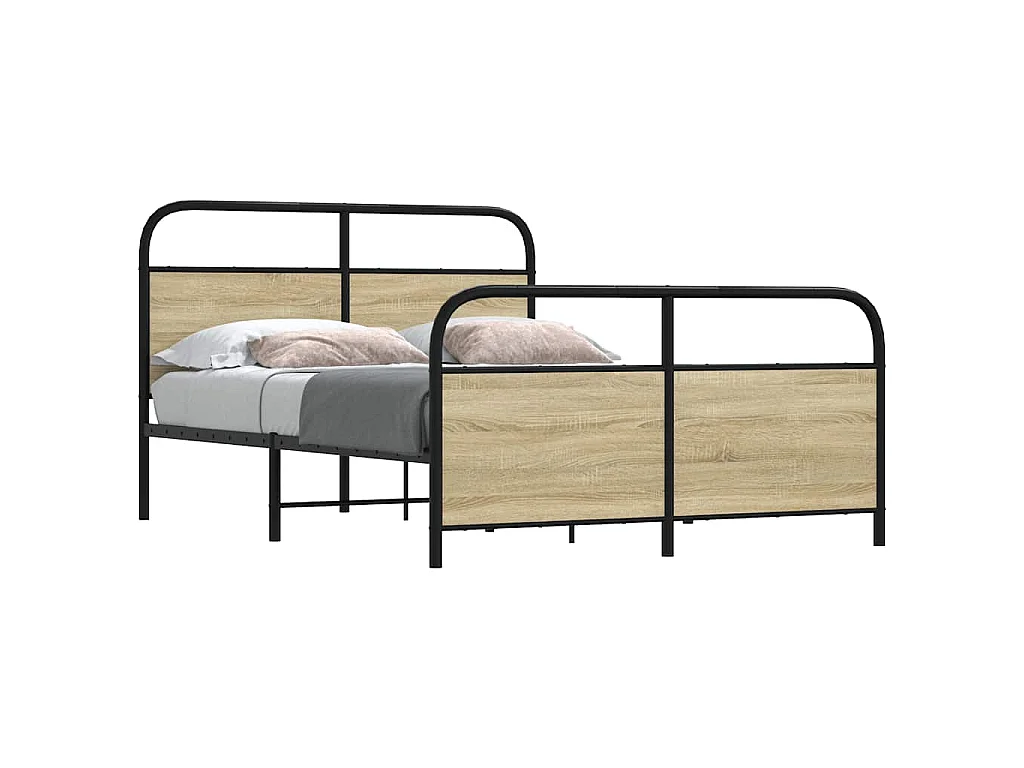 Metallbett ohne Matratze Sonoma-Eiche 140x190 cm