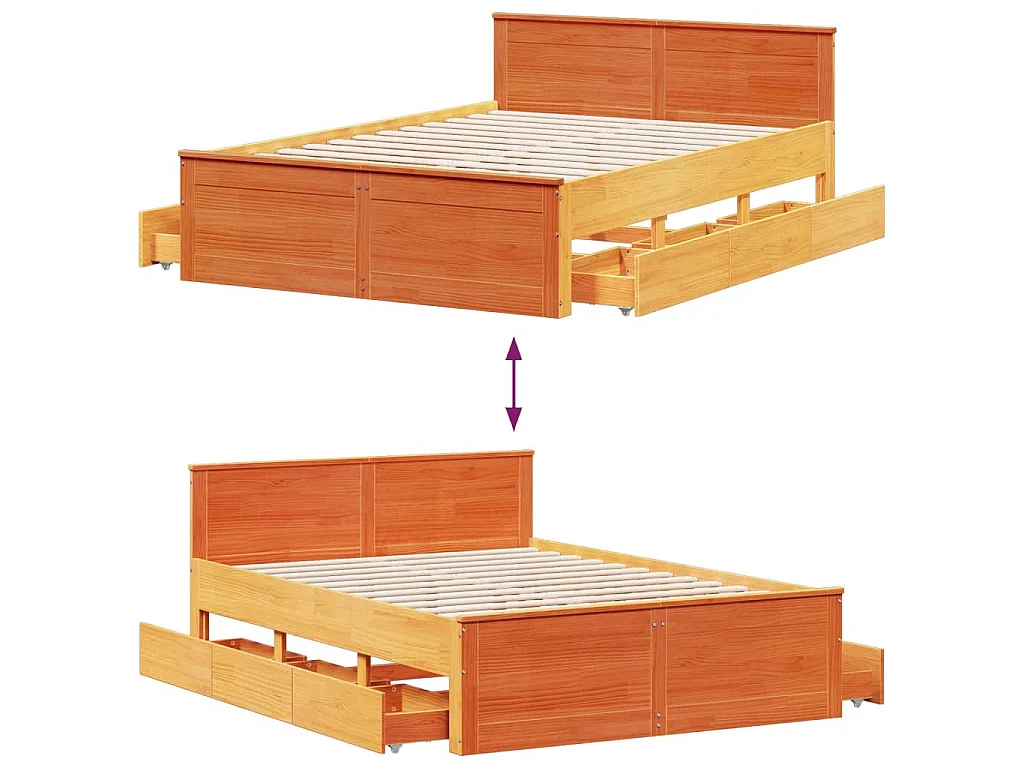 Giroletto senza Materasso con Testata Marrone Cera 140x200 Pino