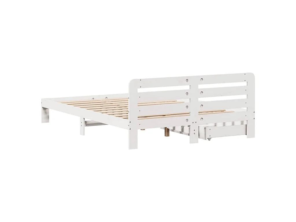 Cadre de lit sans matelas blanc 140x200 cm bois de pin massif
