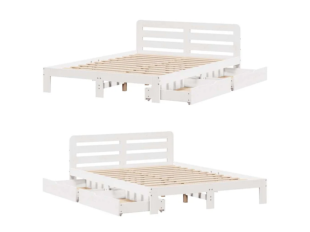 Cadre de lit sans matelas blanc 140x200 cm bois de pin massif
