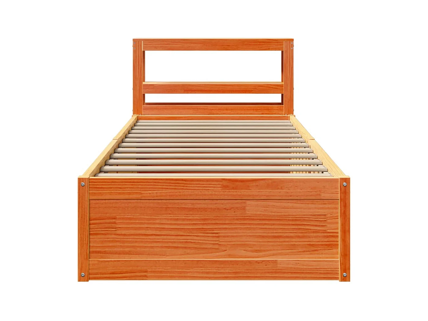 Bedframe met hoofdbord massief grenenhout wasbruin 90x190 cm