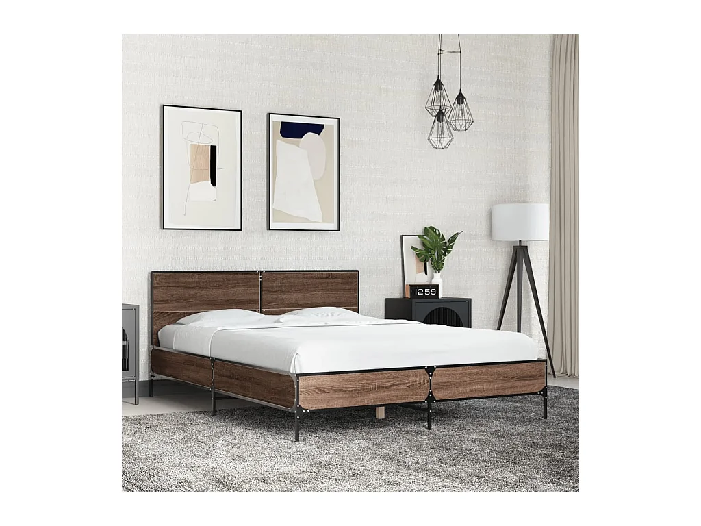 Estrutura de cama 140x190cm derivados madeira/metal